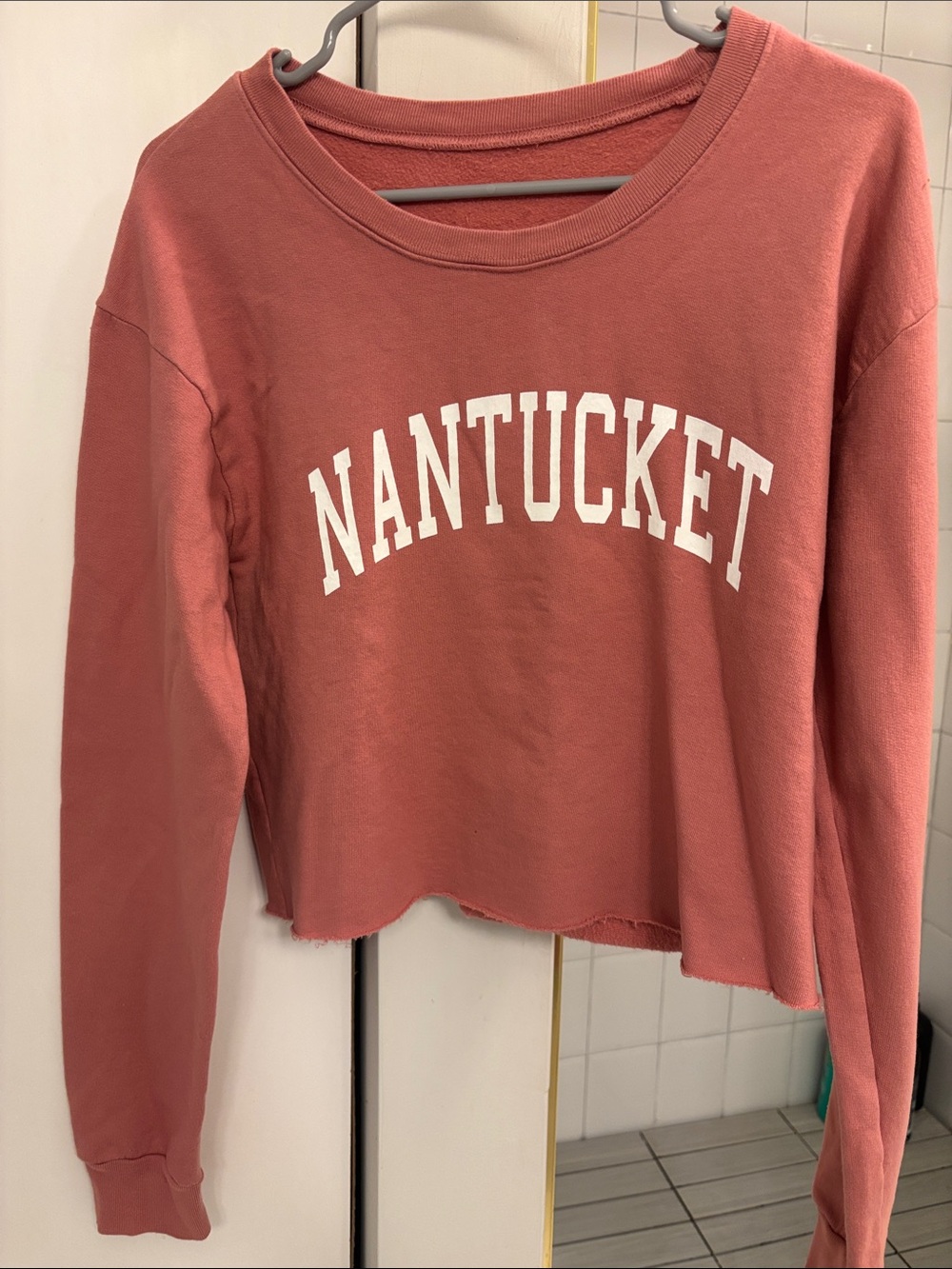 Nantucket Cropped Crewneck Sweatshirt in Dusty Rose